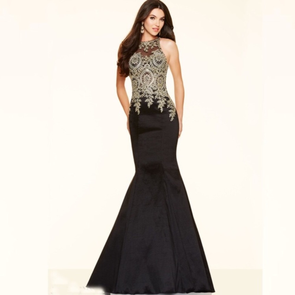 Black and Gold Prom Dress